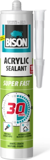 Sellador acrílico Bison de 30 minutos, blanco, 300 ml