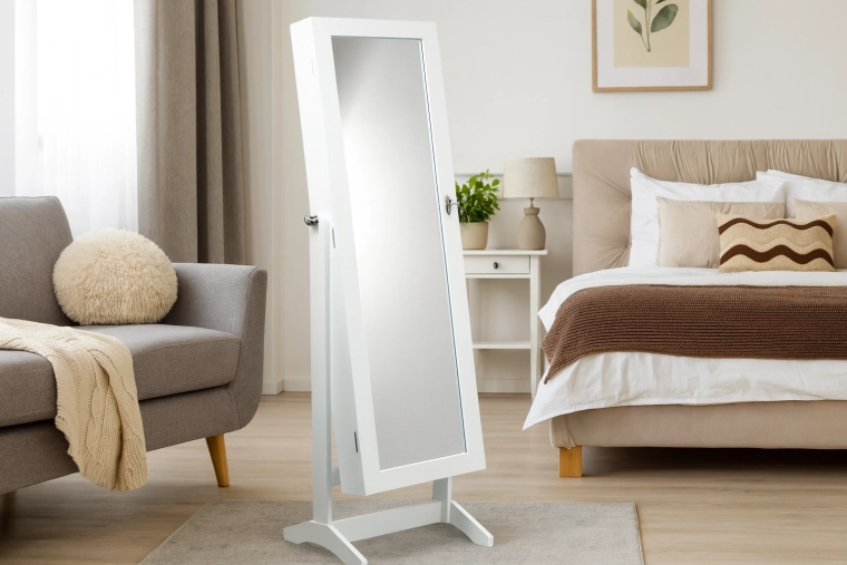 Joyero blanco con espejo Grand 41,5 × 36,5 × 147 cm
