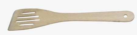 Espátula de madera ranurada 29,5 cm con orificio para colgar