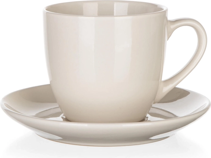 Taza de cerámica con platillo 250 ml Natural Ivory