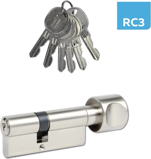Cilindro de perfil con pomo 30/35, 6 llaves, níquel, clase RC3 RICHTER
