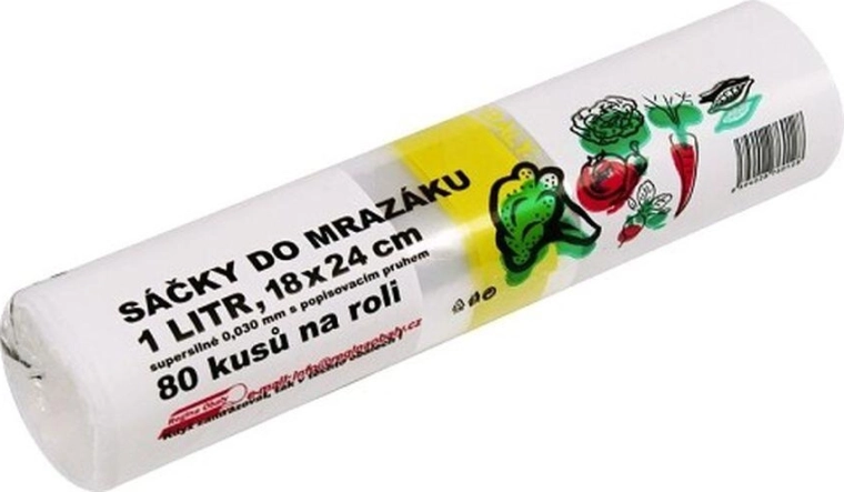 Bolsas para congelar con banda para etiquetar 1 l, extra resistentes (80 uds)