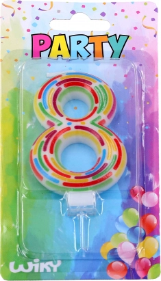 Vela de fiesta para tarta número 8 con soporte