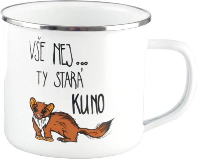 Taza esmaltada con motivo de marta 500 ml blanca