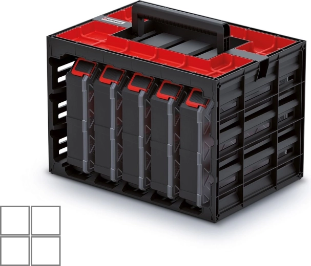 Caja con 5 organizadores TAGER CASE para herramientas y piezas