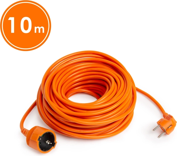 Alargador naranja de 10 m con toma Schuko