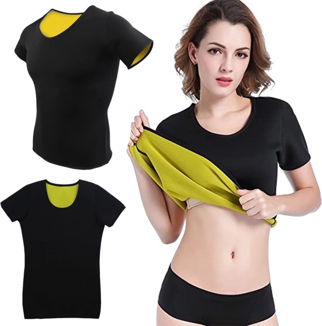 Camiseta de fitness de neopreno para mujer de manga corta – XL