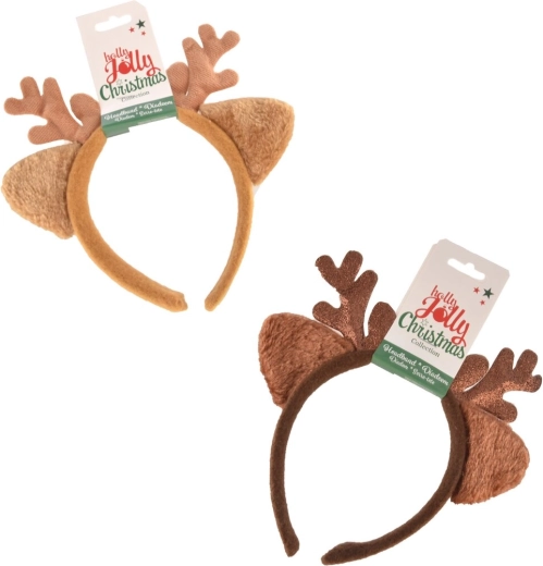 Diadema con motivo de reno de plástico y fieltro 20 cm (2 variantes)