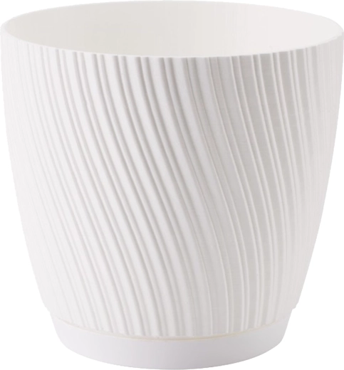 Maceta MIKA ECO RECYCLED con plato 23 cm blanca