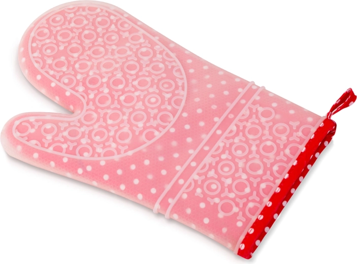 Manopla de cocina con superficie de silicona roja
