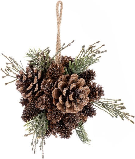 Bola decorativa colgante con aspecto de piña de pino 12 cm