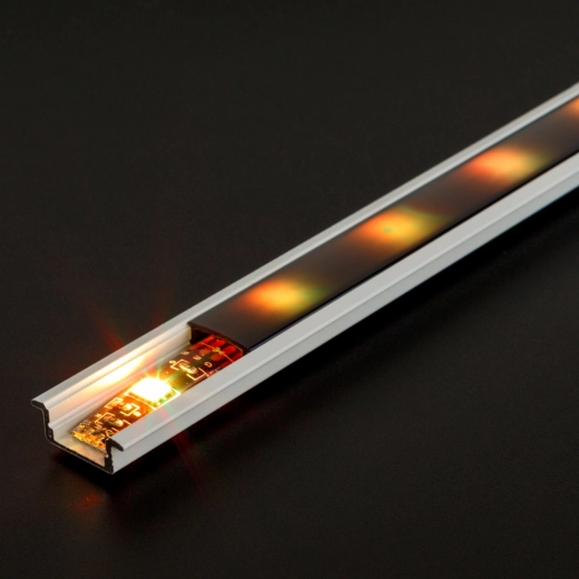 Perfil de aluminio blanco empotrable en U para tira LED de 1000 mm