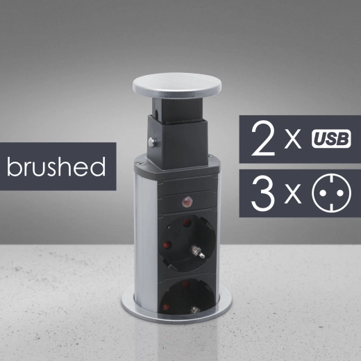 Regleta de enchufes de sobremesa extraíble con 3 tomas y USB