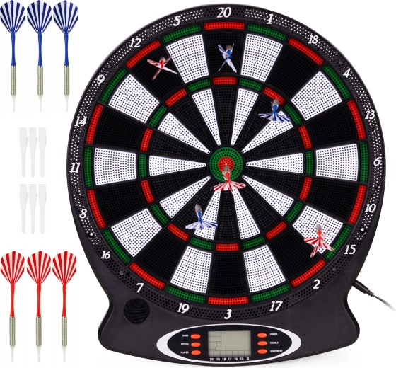 Diana electrónica para dardos con pantalla LCD de 38 cm, 18 juegos y 6 dardos