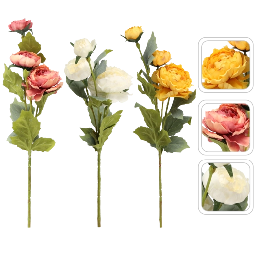 Rosa artificial con tallo de 50 cm, mix de 3 colores