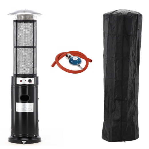 Calefactor de gas para terraza, redondo, con recubrimiento en polvo, 180 cm