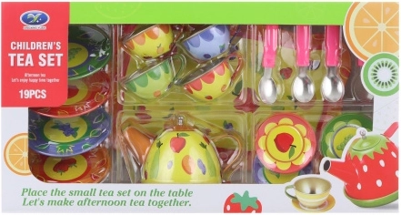 Juego de té infantil de hojalata 19 piezas