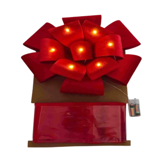 Lazo decorativo navideño para puerta con iluminación LED 40 × 40 cm rojo