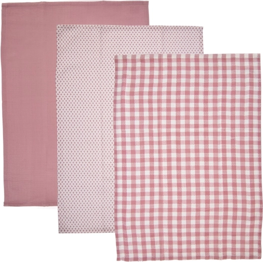 Paños de cocina de algodón rosas, set de 3 uds