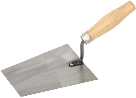 Paleta de albañil de acero pulido 180 × 130 mm con mango de madera