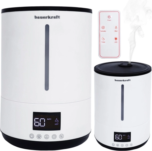 Humidificador de aire ultrasónico con filtro descalcificador, aromaterapia y control remoto Bauerkraft