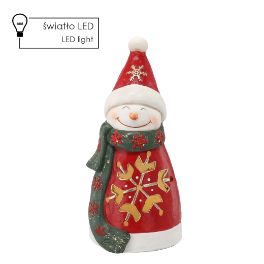 Figura navideña de muñeco de nieve con copo de nieve e iluminación LED 39,7 cm