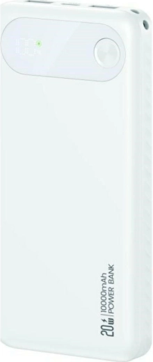 Power bank USAMS PB80 10000 mAh, 20 W PD, 2×USB‑A + USB‑C, blanca
