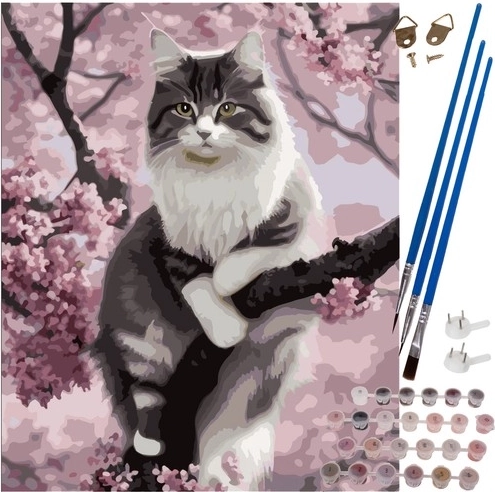 Pintura por números 40 × 50 cm – gatito en lienzo