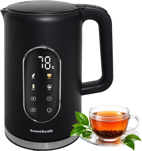 Hervidor inalámbrico Bauerkraft 1,7 l negro con regulación de temperatura