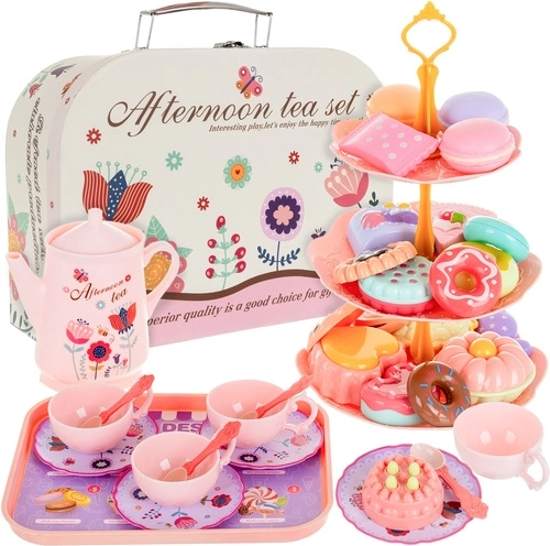 Juego de té infantil en maletín con pastelitos y dulces