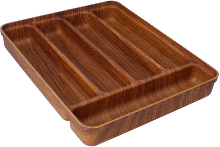 Organizador de cajón para cubiertos, 5 compartimentos, marrón