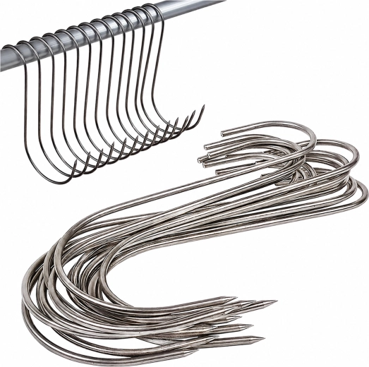 Ganchos de acero para ahumar carne 15 cm (15 uds)