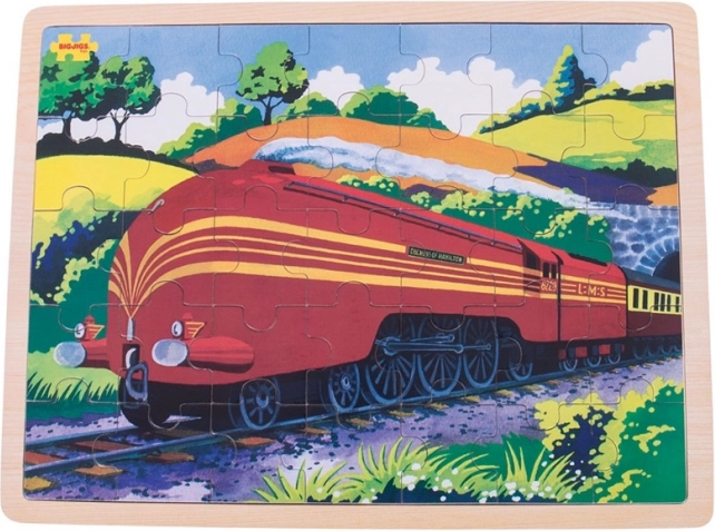 Puzzle de madera del tren histórico Duquesa de Hamilton (35 piezas)
