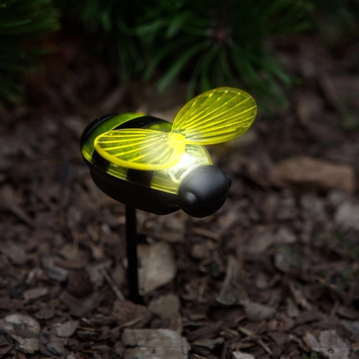Lámpara solar de jardín con pincho en forma de abeja y LED blanco