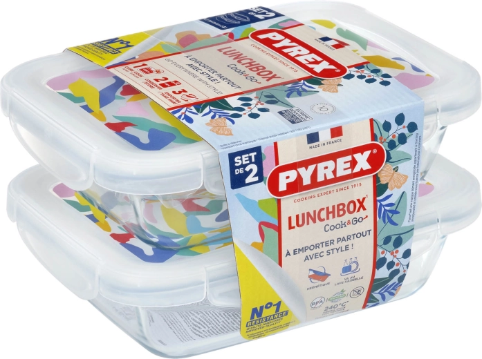 Set de recipientes de vidrio rectangulares PYREX 2 × 0,8 l
