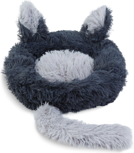 Cama redonda de felpa para gatos de 40 cm, negra
