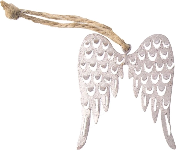 Decoración colgante metálica alas de ángel rosa 6 × 5 cm