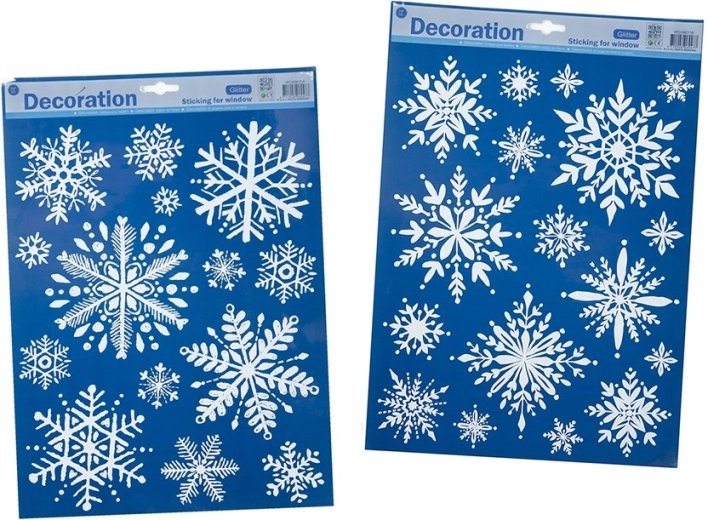 Copos de nieve navideños autoadhesivos para ventana con purpurina