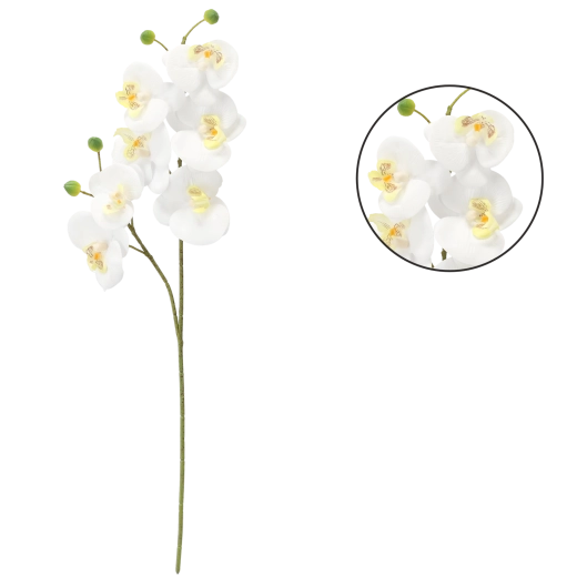 Rama de orquídea artificial 64 cm blanca