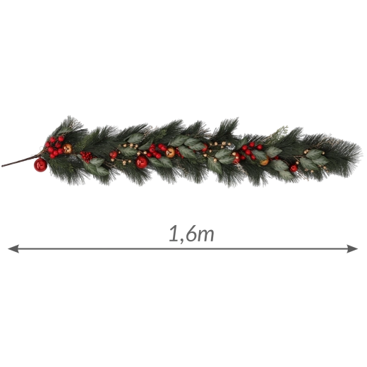 Guirnalda navideña rojo-dorada 160 cm - 1 unidad