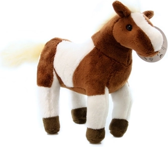 Caballo de peluche marrón y blanco 23 cm