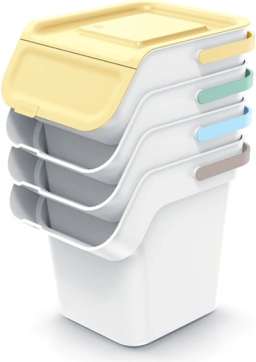 Juego apilable de cubos para residuos separados con filtro de carbón 4×20 l