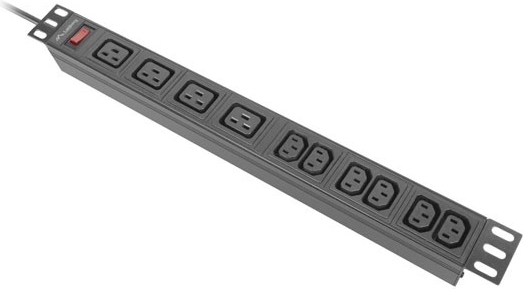 Lanberg regleta de alimentación para rack PDU 19" 1U 16 A, 4× C19 + 6× C13, cable de entrada 2 m, negra