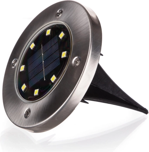 Luz LED solar empotrada de suelo de 12 cm, acero inoxidable/plástico