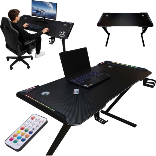 Mesa gaming con iluminación RGB LED 120 × 60 cm