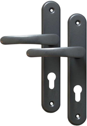 Herraje MICHAELA manilla con llave, distancia entre ejes 72 mm, gris