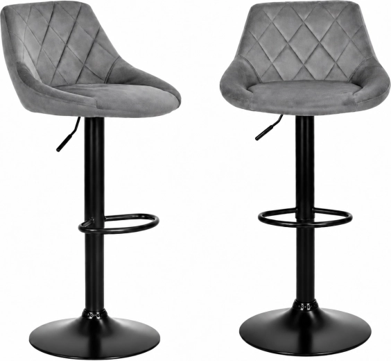 Silla de bar giratoria con altura ajustable, terciopelo gris ModernHome