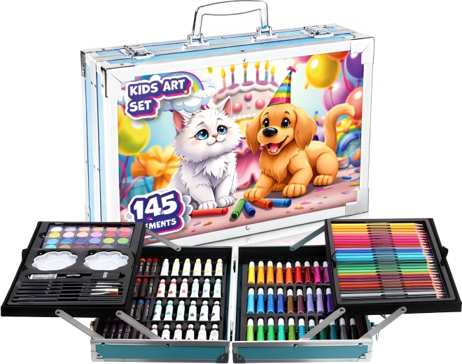 Set de dibujo infantil Renew Force Pets de 145 piezas en maletín