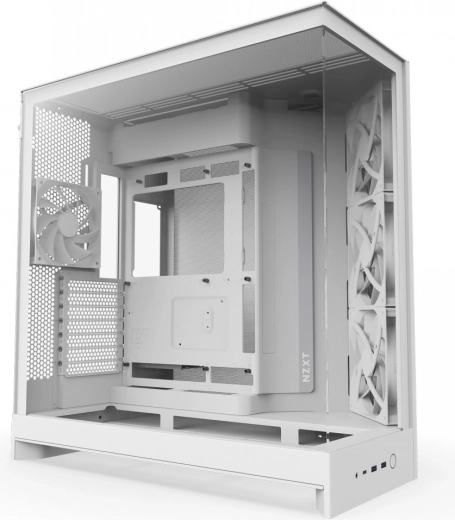NZXT H9 Flow caja mid-tower ATX blanca con cristal panorámico