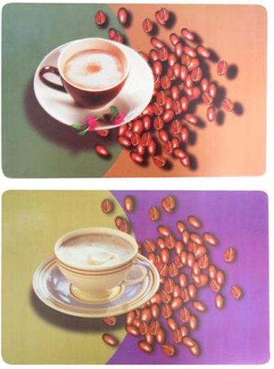 Mantel individual con motivo de café y granos de café 28 × 43 cm